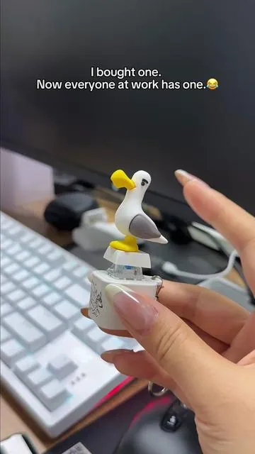 I got this as a joke... now I'm obsessed.Mine!#seagull #button #keychain #StressRelief #fyppppppppppppppppppppppp 