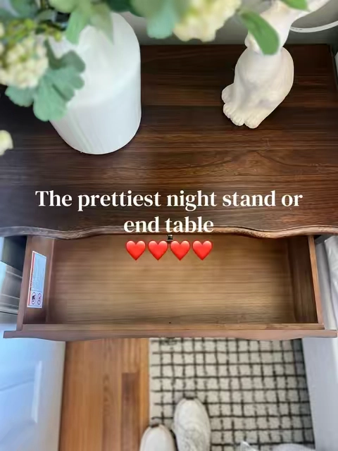 Okay but why did nobody tell me a nightstand with drawers would solve half the clutter next to my bed? No more random chargers, lip balm, receipts, and water bottles piled everywhere. It actually makes my room feel calm. #nightstand #endtable #furniture #bedroom #bedroomfurniture 