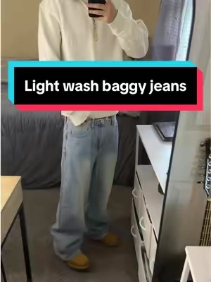They fit so tuff, light blue affordable baggy jeans #baggyjeans #jeans #streetwear #StreetFashion #mensoutfitideas 
