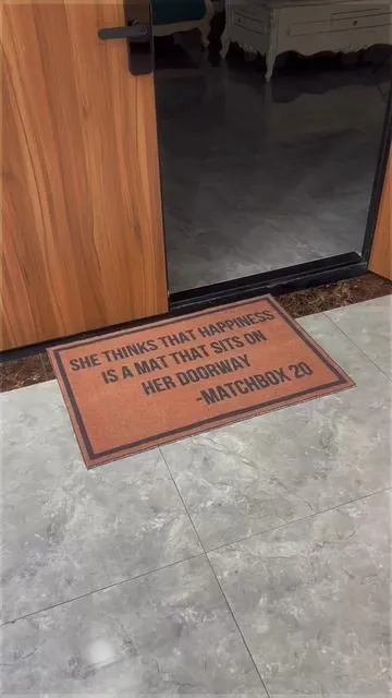 She think this happiness mat #tiktokshopdealsforyoudays #floormat #homedecor #summervibe #mattsturniolo 