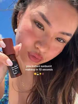 perfect sunburnt cheek & lip tint 🌞 shade: maple latte #elfmaplelatte #cheekstain #sunburntmakeup #liquidbronzer #dealsforyoudays @e.l.f. Cosmetics 