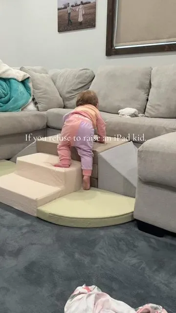 If your toddler is climbing the couch, you need this 😂 safer way to burn that energy! #ToddlerMom #dealsforyoudays #ToddlerActivities #PlayroomIdeas #SummerVibes  