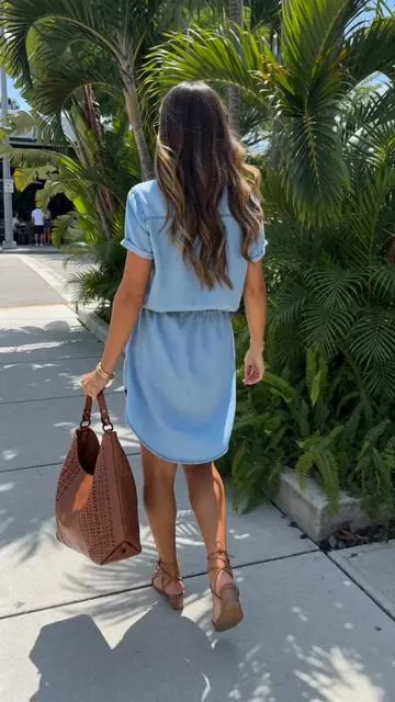 This denim dress is giving effortless sunny-day vibes 💙 Cute, comfy, and so easy to throw on with sandals. #TikTokFashion #DenimDress #SummerOutfit #CasualOOTD #EasyOutfit #VacationStyle #ComfyStyle #OOTD #fashionfinds #SummerWins #DealsForYouDays