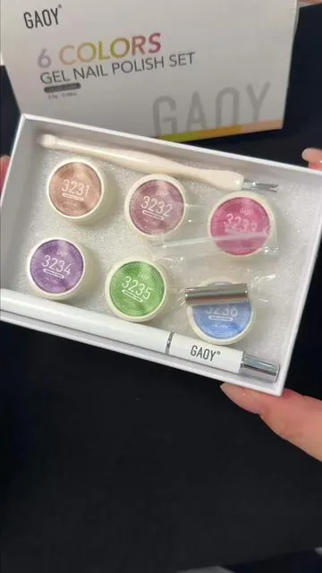 Influencer-approved cat eye gel set ✨  Smooth application, stunning shimmer! 6 bottles for $9.99, free tools & free shipping 🎀 #cateyegel #gaoy #cateyepolish #dealsforyoudays #nailsalon 
