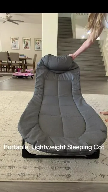 Portable Sleeping Cot for camping, hotels, and sleepovers! It folds up flat to store under the bed and is lightweight for travel! #campingcot #portablebed #campinglife #dealsforyoudays #tentcamping 