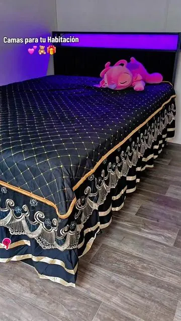OFICIAL [Summergarden] [Regalo del Día del Padre] Estructura de cama AMERLIFE con luz LED y 2 cajones de almacenamiento, cama de plataforma de metal con cabecero de almacenamiento, tapizada en terciopelo, listones resistentes, no necesita somier, fácil montaje#amerlife #homedecor #cozyvibes #furniture #fyp 