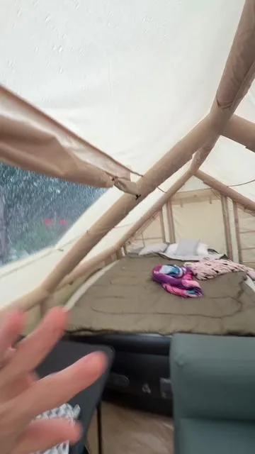 If you’re into Glamping instead of camping this inflatable tent is the way to go.  It has skylights, heavy duty durable tent material and large enough for a whole family. #glamping #tentcamping #outdoorliving #glampingtent #camplife 