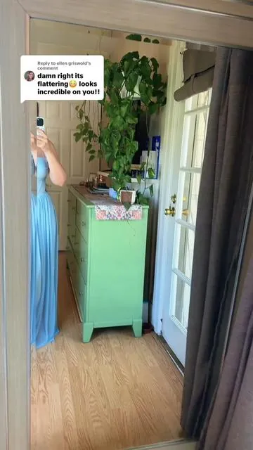 Replying to @ellen griswold you guys I’m actually speechless and absolutely obsessed with the blue #curvysweetdress #weddingguestdress #fyp #maternitydress #formalgown 