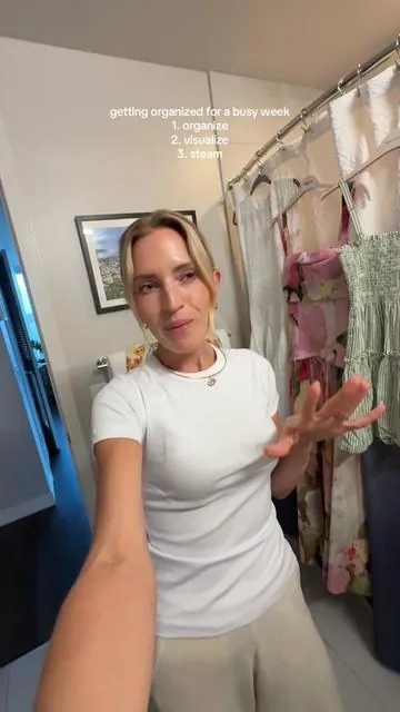 The only way I stay on top of everything I have going on is by preparing for it! Part of that is laying out my outfits for the week and making sure they are ready to wear, clean, and steamed #organization #steamer 