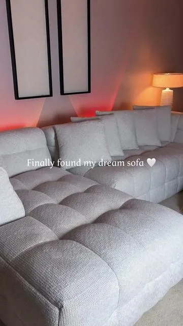 Turning my living room into the cozy space I've always wanted 🤍 This sofa is stylish, comfortable, and comes with 5 pillows. Definitely one of my favorite TikTok Shop finds. #TikTokShop #CozyHome #ModernHome #sofa #dealsforyoudays 