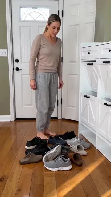 Tired of shoe clutter? 👟 Say hello to smart organization with this rustic farmhouse shoe cabinet! Featuring 4 convenient flip drawers and 2 extra storage drawers, it's perfect for your entryway, hallway, or front door. Its slim and narrow design fits neatly into smaller spaces, keeping your home tidy and stylish. Get yours and elevate your home's first impression! ✨ #shoecabinet #homeorganization #DealsForYouDays #AIGC #Moras