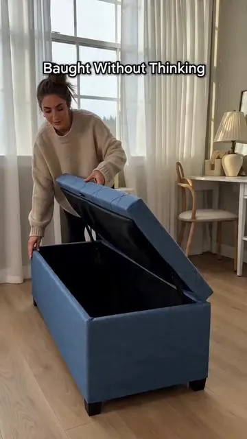 Caught this storage ottoman & I’m OBSESSED 😍 Tufted, holds *so* much, and it’s *so* comfy! 🛋️ #StorageHack #HomeEssentials #TikTokMadeMeBuyIt #LivingRoomGoals