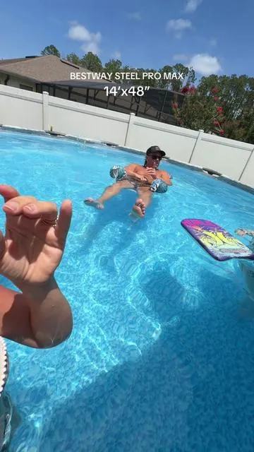Bestway steel pro max above ground pool that comes with the pump, ladder, and cover #bestwaysteelpromax #abovegroundpool #dealsforyoudays 