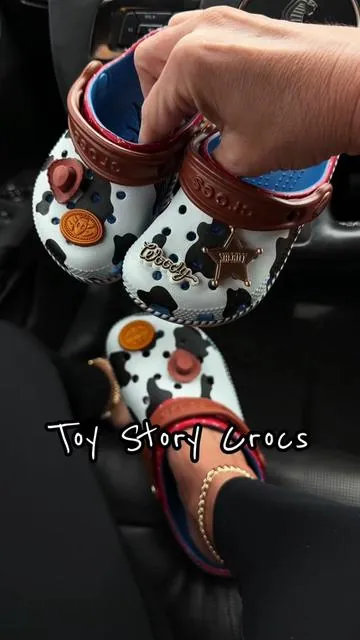 Omg the little Woody Crocs are precious! #crocs #toystory #toystory5 #woody 