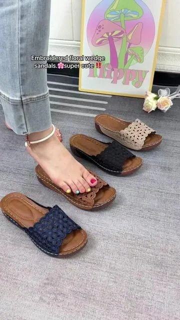 Women's Hollow Out Embroidered Flower Wedge Sandals 🌸🌸#WedgeSandals #SummerSandals #DealsForYouDays #spotlightfinds #SummerWins 