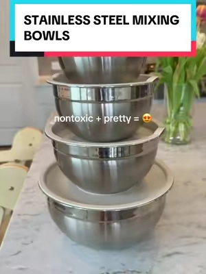 Finally found pretty mixing bowls that are also nontoxic ✨ #dealsforyoudays #tiktokshopcreatorpicks #mixingbowls #stainlesssteel #kitchenessentials 