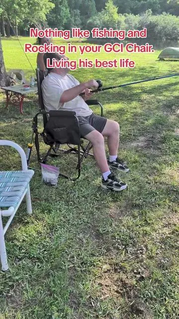 Timmy is out enjoying the sunshine and living his best life in his GCI Stowaway Rocking Chair! ☀️🪑 Whether you're camping, fishing, at the ball field, or just relaxing in the backyard, this chair is hard to beat. It's comfortable, easy to carry, folds up nicely, and comes in multiple colors to fit your style. If you're looking for a comfortable place to kick back and relax, go check out the GCI Stowaway Rocking Chair. Trust us—it's the way to go! Sit back, relax, and enjoy the view just like Penny! 😎 #GCIOutdoor #StowawayRocker #OutdoorLiving #CampingLife #RockingChairLife      🪑☀️😎