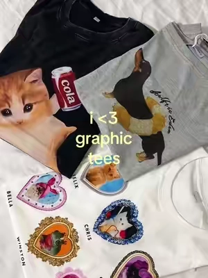 cute cotton t-shirt collection💕#cutetop #graphictees #aesthetics