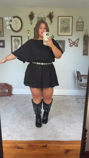 SUCH an adorable waist flattering dress! #curvyfashion #littleblackdress #concertoutfit #summervibes #dealsforyoudays 
