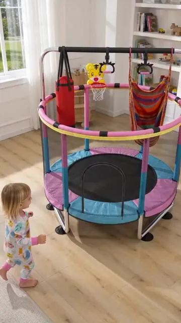 Get ready for endless fun with this 5 FT Indoor/Outdoor Trampoline for kids aged 3-6! 🤸‍♂️ Perfect for active playtime, it features a secure enclosure net for safety and comes with exciting toys to keep them entertained. Durable design, built to support up to 440lbs for hours of bouncy joy. Give your little ones the gift of active fun. Tap to shop today! #fyp #kidstrampoline #DealsForYouDays #AIGC #Moras