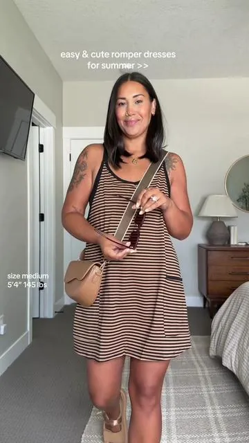 My favorite throw on and go outfit! Love this little romper dress #romperdress #summerdress #tiktokshopcreatorpicks #tiktokshopfashionfinds #dealsforyoudays 