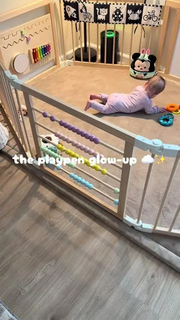 a playpen that doesn’t ruin your living room aesthetic 🤍✨  on sale 👆 #playpen #montessori #aesthetichome #dealsforyoudays #summervibes 
