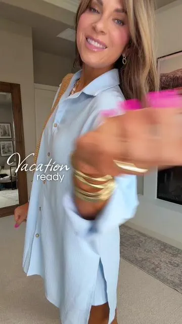 So many ways to wear this- for a summer lunch date☀️, a swim coverup👙or lounging at your house😴.  Then you can wear the shirt into Fall🍁 with slacks or jeans  #vacationoutfits #summerset #lunchdateoutfits #swimcoverup #dealsforyoudays 