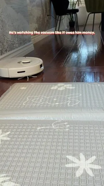 @RoborockUS for the win!! 🤖Not only does it leave the floors spotless but it doubles as baby entertainment 😁 #funnybaby #screenfreeplay #viral #parentingtips #funnyvideo 