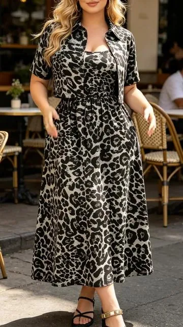 Women's Leopard Print Two-Piece Set #tiktokshop #fyp #womensfashion #foru #ootd 