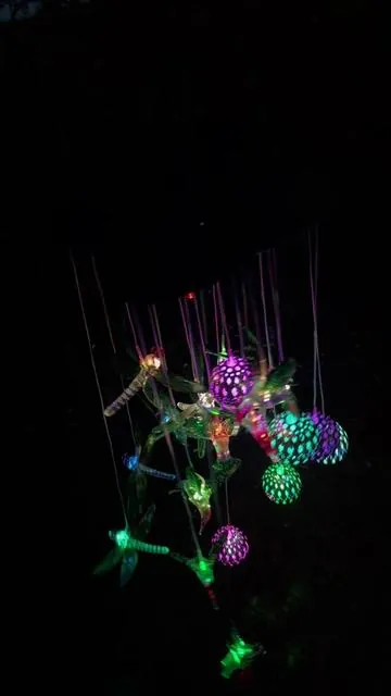 #outdoors #solarwindchimelights #decor #hummingbird #night 