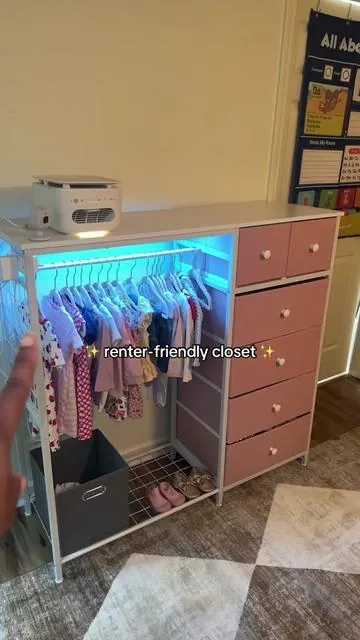 If you’re tight on space…this makes organizing so simple and easy! #clotherstorage #organizedhome #kidsclothes #dealsforyoudays #summerwins 