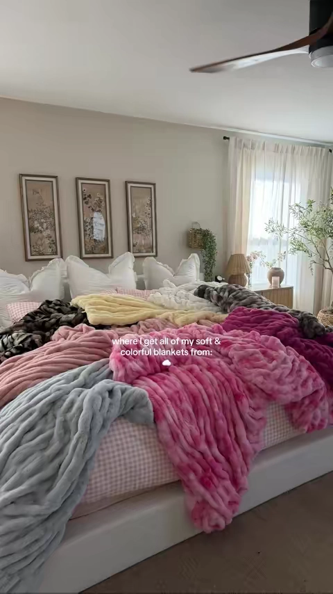 Where all of my colorful weighted blankets are from & my fav colors #cozy #bedroom 