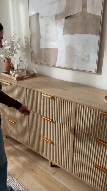 Wait till you see the fabric drawers 👀 This 57" dresser has MASSIVE storage + fits 55" TVs! 🛋️ #HomeDecor #StorageGoals #TikTokMadeMeBuyIt #BedroomEssentials