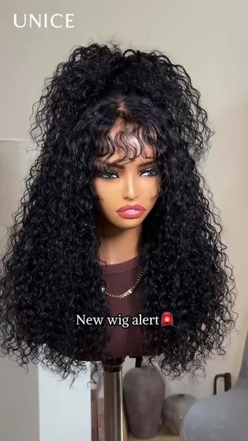 New wig alert.🚨Obsessed with how cute this bangs look😍#unicehair #hairtok #hairstyle #curlywig #2606142-G 