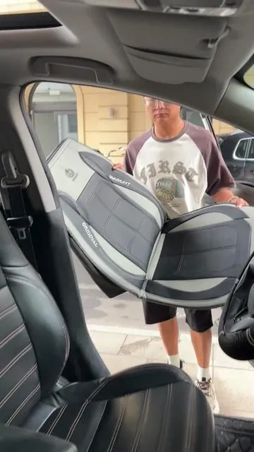 Leather Car Seat Covers Grey Leather: Stain-Proof for All Messes!  #CarSeatCovers #AutoAccessories#CarInterior #UniversalCarSeatCovers#tiktokshopdealsforyoudays   