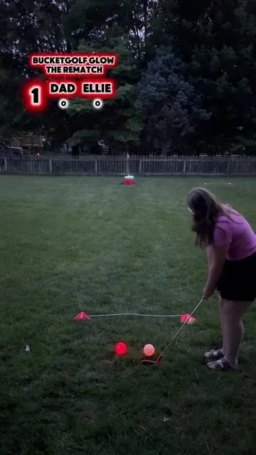 BucketGolf Glow⛳️ Dad vs Ellie🔥 The Rematch🏆 @BucketGolf  #golf #backyardgolf #bucketgolf #fatherdaughter #golflife 