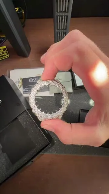 Leveled up my boring watch! #watch #moissanite #watches 