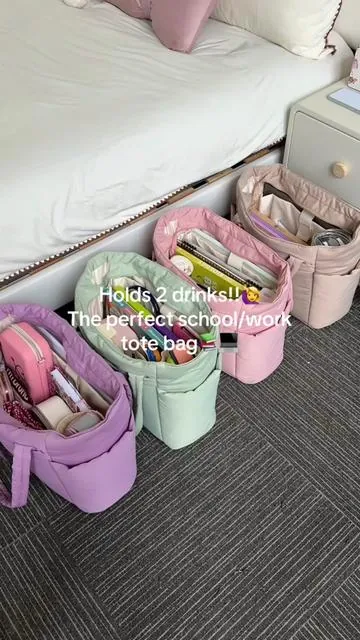 A perfect tote with cup holder inside!!#totebag #packing #nurse #college #dealsforyoudays 