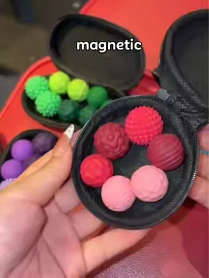 I can’t stop playing with these… every ball feels different and comes in so many colors 😍 The magnetic touch + silicone texture = so satisfying. And yes, they come with a case! #oddlysatisfying #fidgettoys #magneticballs #sensoryplay #StressRelief  