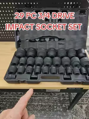 VEVOR 29 PC 3/4 DRIVE IMPACT SOCKET SET, 6 POINT. CRO-MO SOCKETS, FROM 3/4" - 2-1/2", EVERY 1/16 IN BETWEEN IN A CASE. #tools #socketset #tiktokshopcreatorpicks #summervibes #dealsforyoudays @VEVOR Store @CreatorCollab_Mabel @Haidee_Collab 