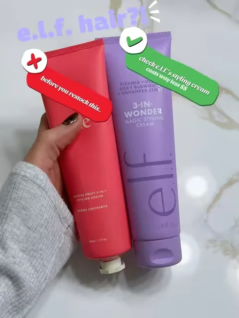 e.l.f. now has a whole haircare line and a lotttt of the products remind me of higher end haircare products 👀lots of good bundle options, only on TikTok though @e.l.f. Cosmetics @elfhaircare #elfyeah #eyeslipsface #elfhair #affordablehaircare #stylingcream 
