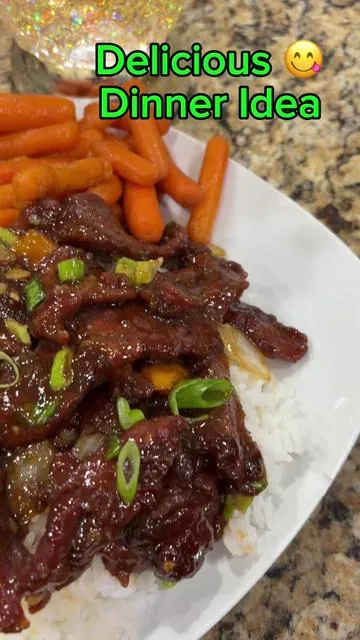 Beijing Beef & Honey Glazed Carrots was a hit!! Only took 30 minutes!! 🍚🍴#thatmanandthemkids #dinnerideas #easyrecipe #cookingathome 