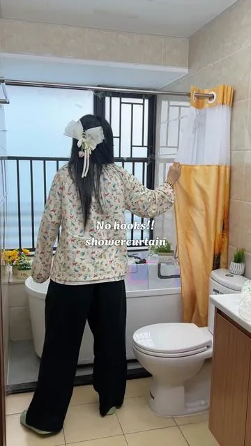 This Shower Curtain Is So Convenient#showercurtain #bathroomfinds #tiktokmademebuyit #freeshipping #fyp 