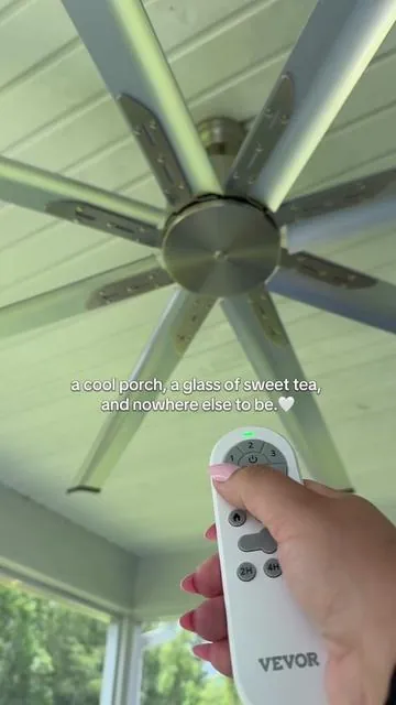 The screened porch has become everyone’s favorite spot this summer. The kids play, the fan keeps us cool, and somehow conversations last a little longer out here. If you need me, I’ll be right here with a glass of sweet tea. 🌿☀️@VEVOR Home Store #vevor #ceilingfan #summervibes☀️ #dealsforyoudays #summervibe 