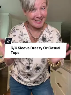 A 3/4 sleeve top with the comfort of a tshirt but the look of a blouse! These tops work just as good worn casual with jeans or dressed up with your dress pants or skirts for work. #tiktokshopcreatorpicks #dealsforyoudays #midsizefashion #over50style #elevatedbasics 