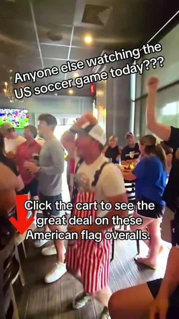 These American Flag overalls are so much fun!  Get them in time for the 4th of July. #ussoccer #americanflagoveralls #mensusaoveralls #4thofjulyoutfit #fourthofjulyoutfits 