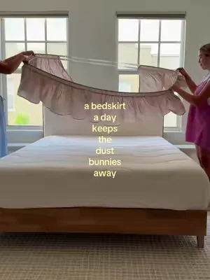 Dust bunnies aren’t welcome in our bedroom!🚫🐰 #dealsforyoudays  #bedskirt #bedroom #bedding #clean 