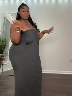 A halter dress that Hides Lower belly hang! This draped summer dress is a must have from @Halara #dealsforyoudays #womensdress #halarafabric #halaralistens #apronbelly 