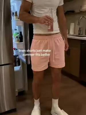 light, easy, and way cleaner than regular shorts #linenshorts #mensshorts #SummerFit #OOTD #baggyshorts 