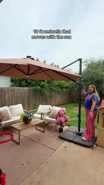 This umbrella is currently on sale and it was the best purchase for our outdoor patio #umbrella #outdoorumbrella #patiodecor #outdoorliving #dealsforyoudays 